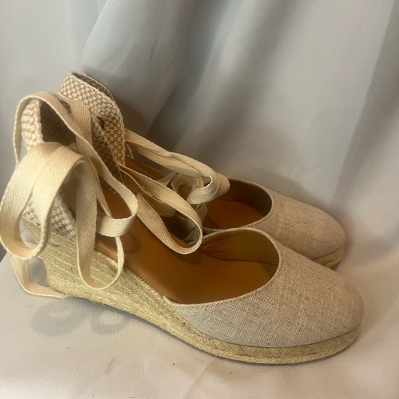 J. Crew Cream Espadrille Wedges with Ankle Ties - Picture 3 of 7